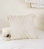 White Woven Cotton 16 x 16 Inch Cushion Cover
