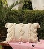 White Woven Cotton 24 x 16 Inches Cushion Cover