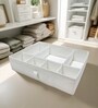 White Polyester Foldable Storage Organiser with Multiple Compartments Durable, Washable Solution