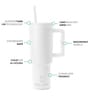 White 1200ml Stainless Steel Double Insulated Leak Proof Coffee Tumbler with Lid & Straw
