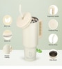 White 1200ml Stainless Steel Double Insulated Leak Proof Coffee Tumbler with Lid & Straw