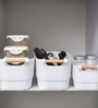 White 14.5L Polypropylene Storage Bin with Wooden Handles