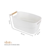 White 14.5L Polypropylene Storage Bin with Wooden Handles