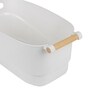 White 14.5L Polypropylene Storage Bin with Wooden Handles