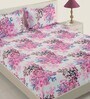 White Floral 160 TC Cotton Single Bed Sized Bed Sheets With 1 Pillow Cover