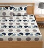 White 180 TC Geometric Cotton Fitted Double Bedsheet 2 Pillow covers