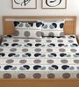 White 180 TC Geometric Cotton Fitted Double Bedsheet 2 Pillow covers