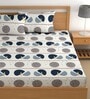 White 180 TC Geometric Cotton Queen Double Bedsheet 2 Pillow covers