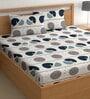 White 180 TC Geometric Cotton Queen Double Bedsheet 2 Pillow covers