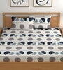 White 180 TC Geometric Cotton Queen Double Bedsheet 2 Pillow covers