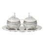White & Gold White Metal (Set of 2) Condiment set with Tray