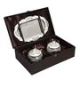 White & Gold White Metal (Set of 2) Condiment set with Tray