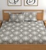 White 200 TC Abstract Cotton Queen Double Bedsheet 2 Pillow covers
