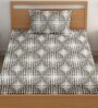 White 200 TC Abstract Cotton Single Bedsheet Pillow covers