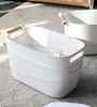White 3.5 L Polypropylene Storage Bin with Wooden Handles