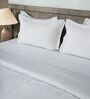 White 300TC 100% Cotton Flat Chekered Super King Bedsheet with 2 Pillow Covers