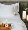 White 300TC 100% Cotton Flat Chekered Super King Bedsheet with 2 Pillow Covers