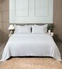 White 300TC 100% Cotton Flat Chekered Super King Bedsheet with 2 Pillow Covers