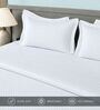 White 300TC 100% Cotton Flat Chekered Super King Bedsheet with 2 Pillow Covers