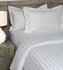 White 300TC 100% Cotton Stripe Flat Super King Bedsheet with 2 Pillow Covers