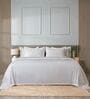 White 300TC 100% Cotton Stripe Flat Super King Bedsheet with 2 Pillow Covers