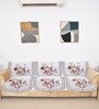 White 5 Seater Floral 10Pcs Sofa Covers