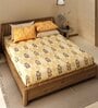 Orange Ethanic Motif Traditional 200 TC Cotton King Sized Bedsheet with 2 Pillow Covers