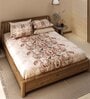 Peach Ethanic Motif Traditional 200 TC Cotton King Sized Bedsheet with 2 Pillow Covers