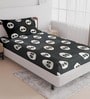 Black Cartoon Kids 140 TC Cotton Kids Single Bedsheet with 1 Pillow Cover