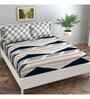 White Abstract 144 TC Cotton Queen Sized Bedsheet Bedsheet 2 Pillow Prime Collection