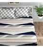 White Abstract 144 TC Cotton Queen Sized Bedsheet Bedsheet 2 Pillow Prime Collection