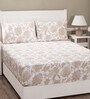 White Abstract 210 TC 100% Cotton King Bed Sheet With 2 Pillow Covers Art Nouveau Collection