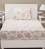 White Floral 210 TC 100% Cotton Single Bed Sized Bed Sheets With 1 Pillow Cover
