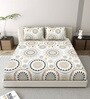 White Abstract 260 Tc Polycotton King Fitted Bedsheet With 2 Pillow Covers