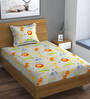 White Abstract 280 TC Microfibre Fitted Single Bedsheet 1 Pillow Cover