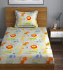 White Abstract 280 TC Microfibre Fitted Single Bedsheet 1 Pillow Cover