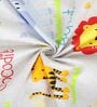 White Wildlife 300 TC Cotton Blend Double Queen Size Bedsheet With 2 Pillow Covers
