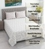 White Abstract 400 TC Cotton Superking Size Bedsheet With 2 Pillow Covers Threads