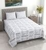 White Abstract 400 TC Cotton Superking Size Bedsheet With 2 Pillow Covers Threads