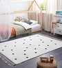 White Abstract Cotton 6 Ft X 4 Ft Hand Tufted Dhurrie