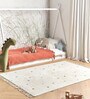 White Abstract Cotton 8 Ft X 5 Ft Hand Tufted Dhurrie