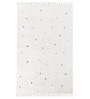 White Abstract Cotton 8 Ft X 5 Ft Hand Tufted Dhurrie