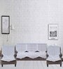 White Abstract Polyester 29x70 Inches  5 Seater Sofa Cover (Set of 6)
