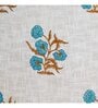 White and Blue Cotton Floral 70x50 Inches Throw