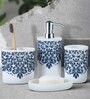 White And Blue Polyresin 4Pcs Bath Set