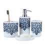 White And Blue Polyresin 4Pcs Bath Set