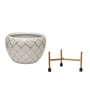 White and Gold Iron Metal Desk Pot