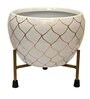 White and Gold Iron Metal Desk Pot