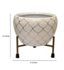 White and Gold Iron Metal Desk Pot