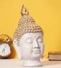 White and Golden Polyresin Decorative Buddha Head Showpiece